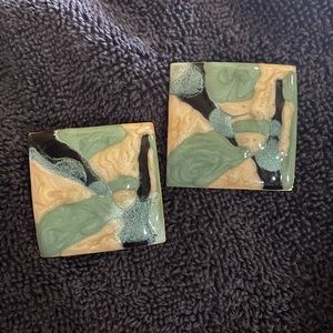Vintage Square Enamel Earrings